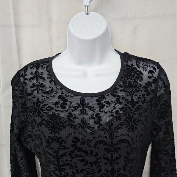 Xhiliration Bodysuit Black Lace Goth Witchy Whimsigoth Fairy Capsule Bodycon L - Picture 2 of 11